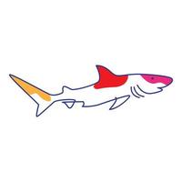 lignes colorées art moderne poisson requin logo design vecteur icône symbole illustration