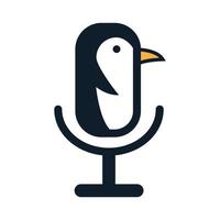 pingouin mignon et vecteur d'icône de logo de musique