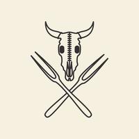 tête vache crâne grill logo design vecteur icône symbole illustration