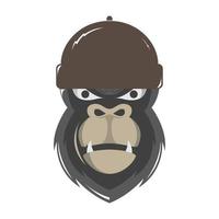 visage cool gorille avec chapeau logo design vecteur graphique symbole icône signe illustration idée créative