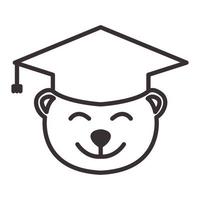 tête petit ours avec chapeau de graduation sourire logo symbole vecteur icône illustration graphisme