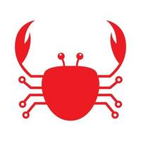 crabe rouge avec ligne tech logo design vecteur symbole graphique icône signe illustration idée créative
