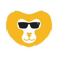 cool face lion avec lunettes de soleil logo design vecteur symbole graphique icône signe illustration idée créative