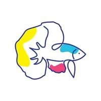 lignes colorées art moderne poisson de combat siamois logo design vecteur icône symbole illustration