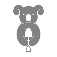 koala animal mignon avec logo de jardinage symbole icône illustration de conception graphique vectorielle vecteur