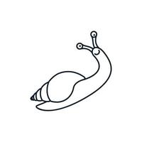 escargot ou limace dessin au trait contour animal minimaliste logo vecteur icône illustration design