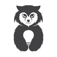 loup animal mignon avec lumière logo symbole icône illustration de conception graphique vectorielle vecteur