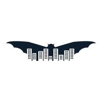 ailes de chauve-souris animales avec la conception d'illustration d'icône de vecteur de logo de ville