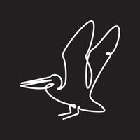 lignes simples art oiseau pélican mouche logo vecteur symbole icône conception illustration