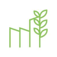contour de la ligne d'usine avec la conception d'icône de vecteur de logo de nature de plante verte de feuille