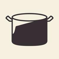 casserole avec ligne d'ombre cuisson logo design vecteur icône symbole illustration