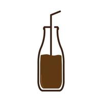 bouteilles en verre avec illustration de symbole d'icône de vecteur de conception de logo de boisson au chocolat