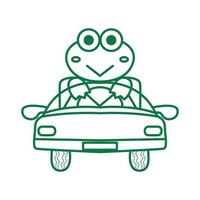grenouille avec voiture mignon dessin animé logo icône illustration vectorielle vecteur