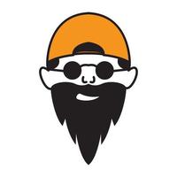 Homme barbu abstrait avec chapeau et lunettes de soleil icône symbole logo design graphique vectoriel