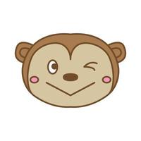 tête de singe ou de singe sourire illustration vectorielle de logo de dessin animé mignon vecteur