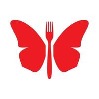 Papillon avec fourchette alimentaire restaurant logo vector illustration design