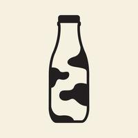bouteille en verre lait blanc logo design vecteur icône symbole illustration
