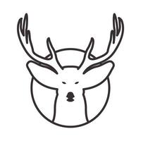 lignes de cercle avec tête de cerf logo vecteur symbole icône illustration de conception