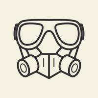 masque à gaz bouclier facial lignes logo symbole vecteur icône conception graphique illustration