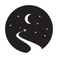 avion de nuit et ciel logo symbole icône vector illustration de conception graphique