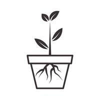 pots vintage graine plante logo vecteur icône illustration design