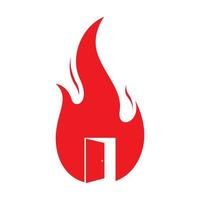 porte de la maison avec feu rouge logo symbole icône vecteur conception graphique illustration idée créative