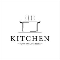 casserole de set de cuisine logo dessin au trait illustration vectorielle modèle icône conception graphique. vecteur