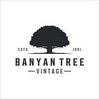 Banyan Tree logo vintage vector illustration modèle icône design