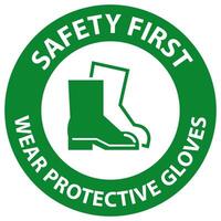 sécurité d'abord porter des chaussures de protection signe sur fond blanc vecteur