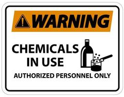 produits chimiques d'avertissement en cours d'utilisation symbole signe sur fond blanc vecteur