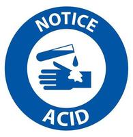 avis d'acide de l'étiquette signe sur fond blanc vecteur