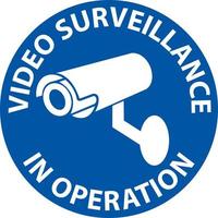 Avis de surveillance vidéo en fonctionnement signe fond blanc vecteur