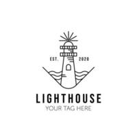 conception d'illustration d'art de ligne de vecteur de logo de phare, conception de logo de tour