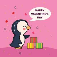 conception de saint valentin de personnage de pingouin mignon vecteur