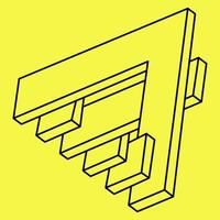 forme impossible. géométrie sacrée. illusion d'optique. objet géométrique éternel abstrait. triangle de contour sans fin impossible. dessin au trait. objet de géométrie impossible sur fond jaune. op art. vecteur