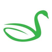 forme de cygne avec logo vert feuille vecteur icône illustration design