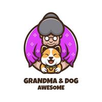illustration graphique vectoriel de grand-mère et chien bon pour la conception de logo