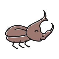 animal insecte petit coléoptère dessin animé mignon brun logo design vecteur icône symbole illustration