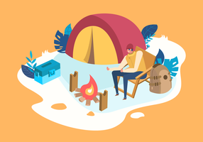 Camping plat vector illustration plat