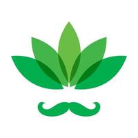 feuille verte abstraite avec tête personnes barbe logo vecteur icône illustration design
