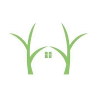 simple arbre vert maison logo symbole vecteur icône illustration graphisme