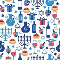 carte de voeux de hanukkah fête juive symboles traditionnels de hanukah. modèle sans couture. vecteur
