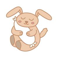 lapin ou lapin ou animal de compagnie avec oreiller sommeil mignon dessin animé logo illustration vectorielle vecteur