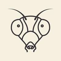 animal insecte mante tête lignes logo design vecteur icône symbole illustration