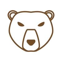 tête d'ours en colère visage dessin au trait contour dessin animé mignon sourire logo illustration vectorielle conception vecteur
