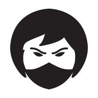 tête de femme avec masque mignon logo vecteur symbole icône illustration de conception