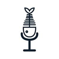 poisson avec illustration vectorielle d'icône de logo de ligne de musique vecteur