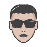 visage cool jeune homme mode avec lunettes de soleil logo design vecteur symbole graphique icône signe illustration idée créative