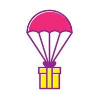 parachute jouet avec boîte cadeau logo symbole icône vecteur conception graphique illustration idée créative