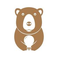 grizzli avec ampoule lampe lumière logo symbole icône vecteur graphique conception illustration idée créative